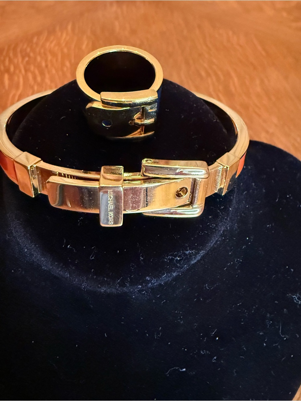 Michael Kors Gold Tone Buckle Bracelet & ring